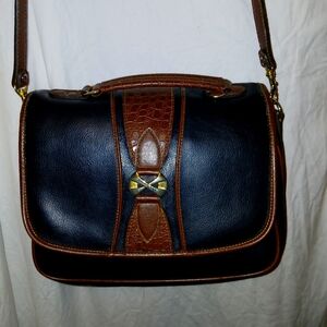 Vintage CARRYLAND Black And Brown  Leather Crossbody Bag